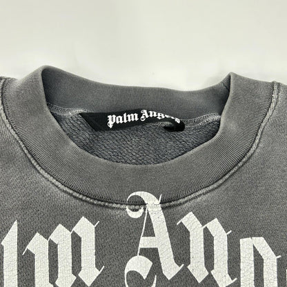 Palm Angels Grey Logo Cotton Sweatshirt Size XL