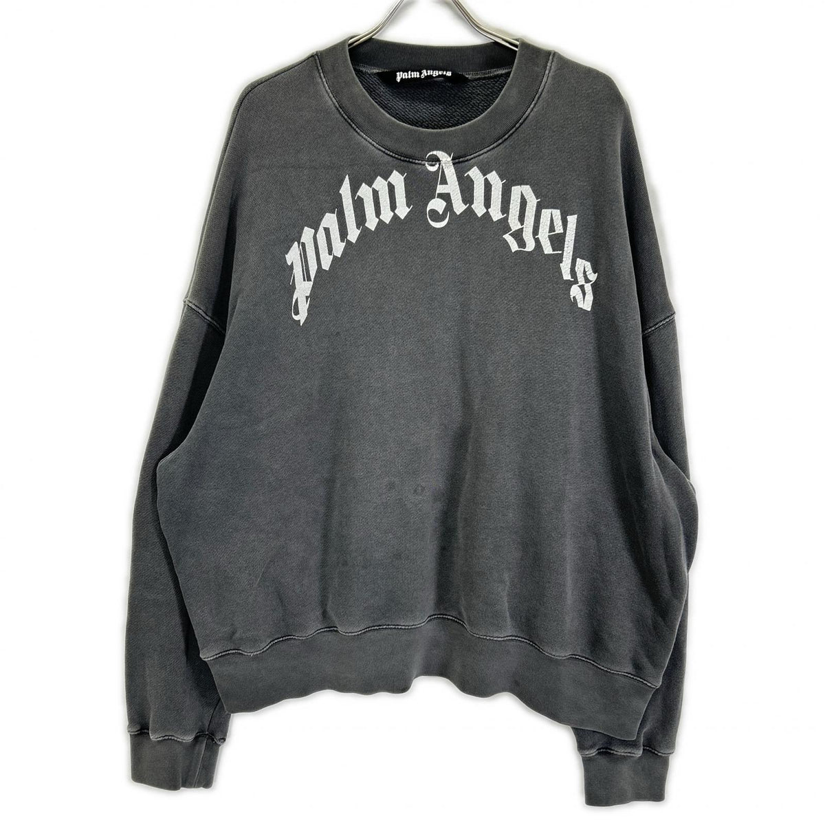Palm Angels Grey Logo Cotton Sweatshirt Size XL