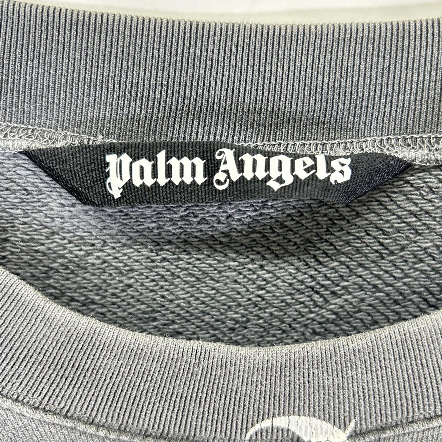 Palm Angels Grey Logo Cotton Sweatshirt Size XL