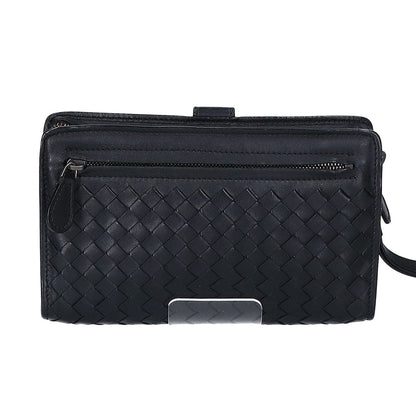 BOTTEGA VENETA Intrecciato Leather Clutch Bag Black