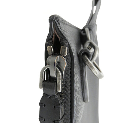 Ermenegildo Zegna Black Leather Clutch Bag