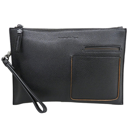 Ermenegildo Zegna Black Leather Clutch Bag