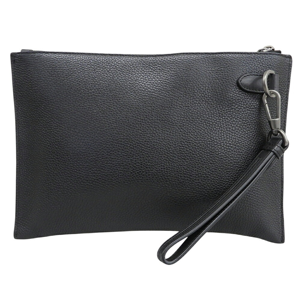 Ermenegildo Zegna Black Leather Clutch Bag