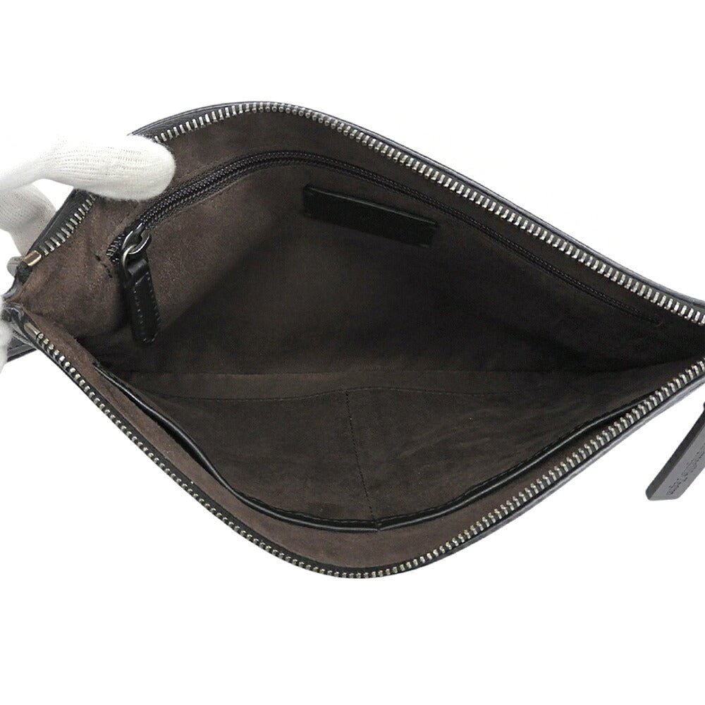 Ermenegildo Zegna Black Leather Clutch Bag