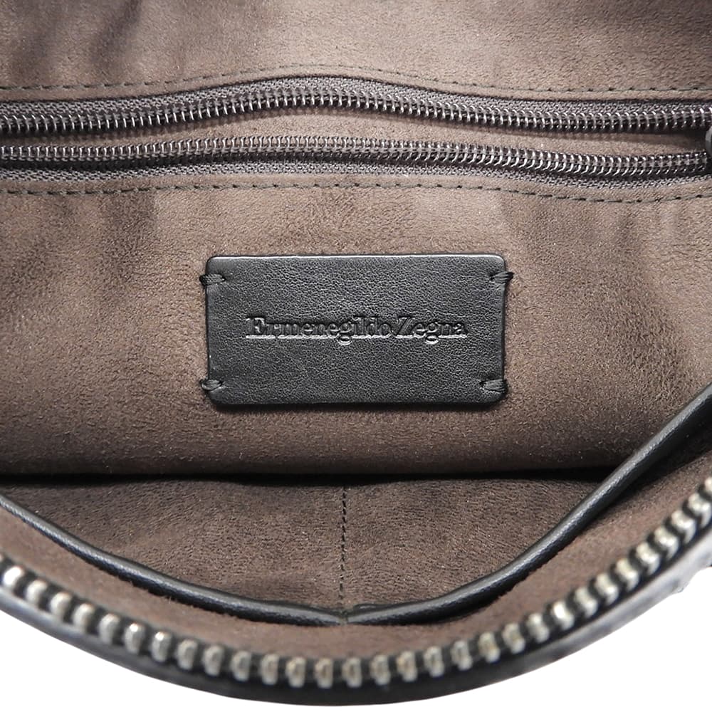 Ermenegildo Zegna Black Leather Clutch Bag