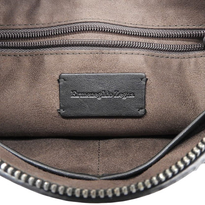 Ermenegildo Zegna Black Leather Clutch Bag