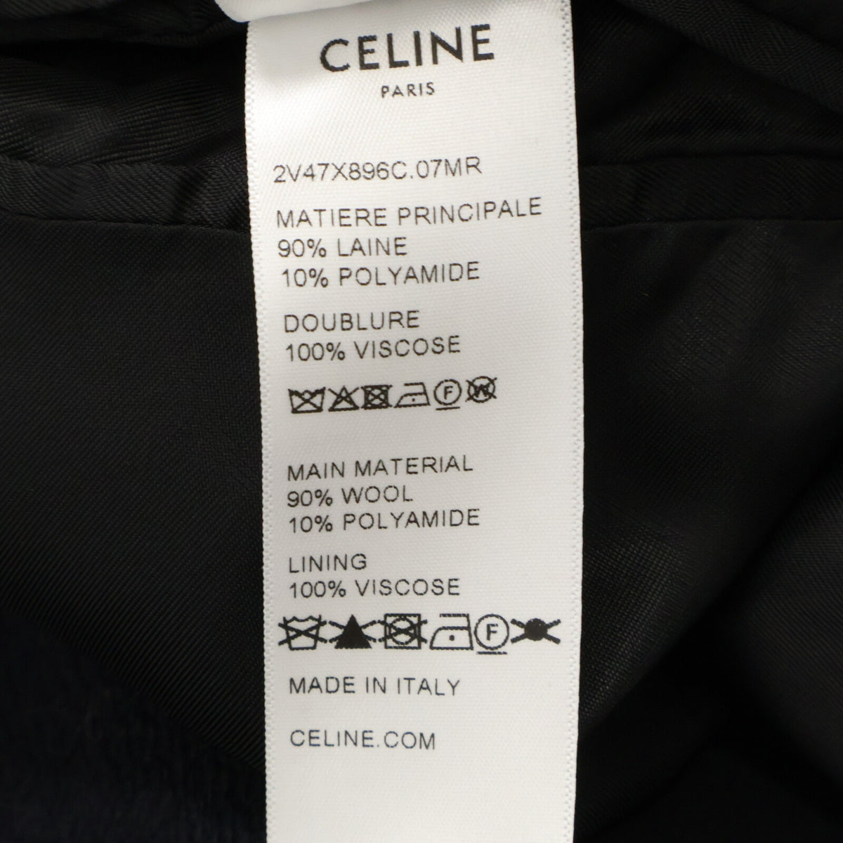 CELINE V47X896C Textured Wool Teddy Jacket Navy Size 52