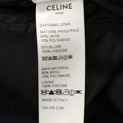 CELINE V47X896C Textured Wool Teddy Jacket Navy Size 52