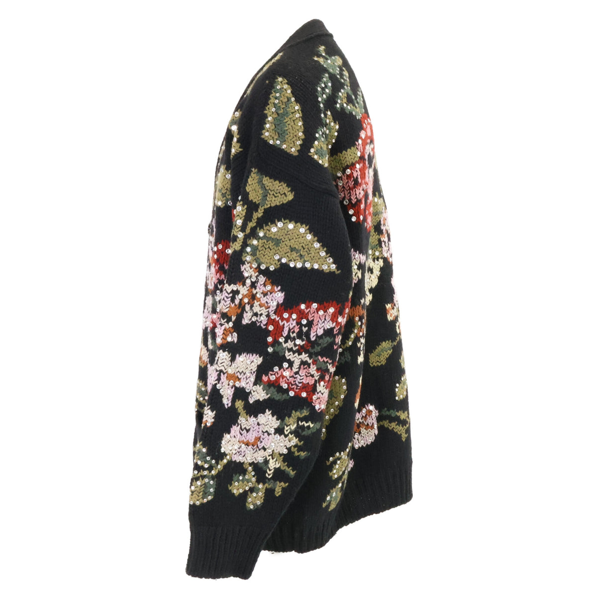 CELINE Hedi Slimane Flower Embroidered Wool Cardigan Size M