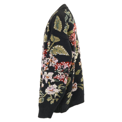 CELINE Hedi Slimane Flower Embroidered Wool Cardigan Size M