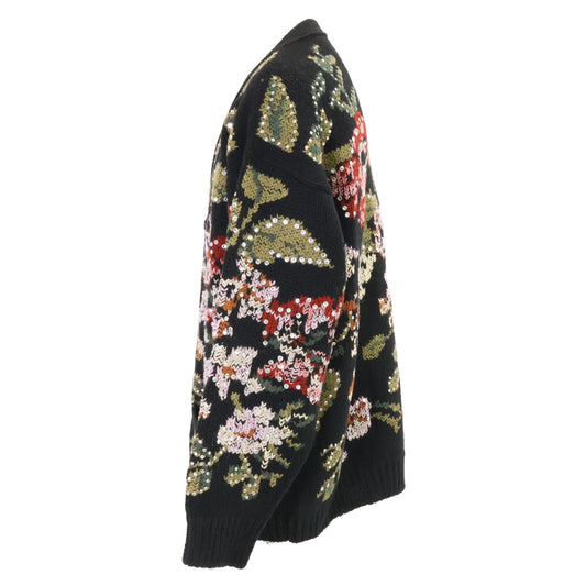 CELINE Hedi Slimane Flower Embroidered Wool Cardigan Size M