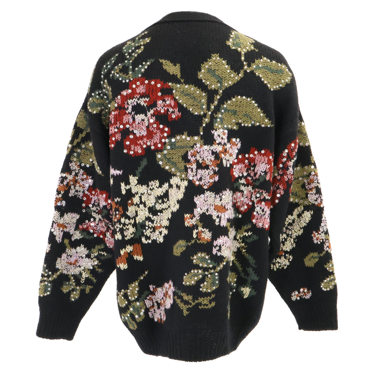 CELINE Hedi Slimane Flower Embroidered Wool Cardigan Size M