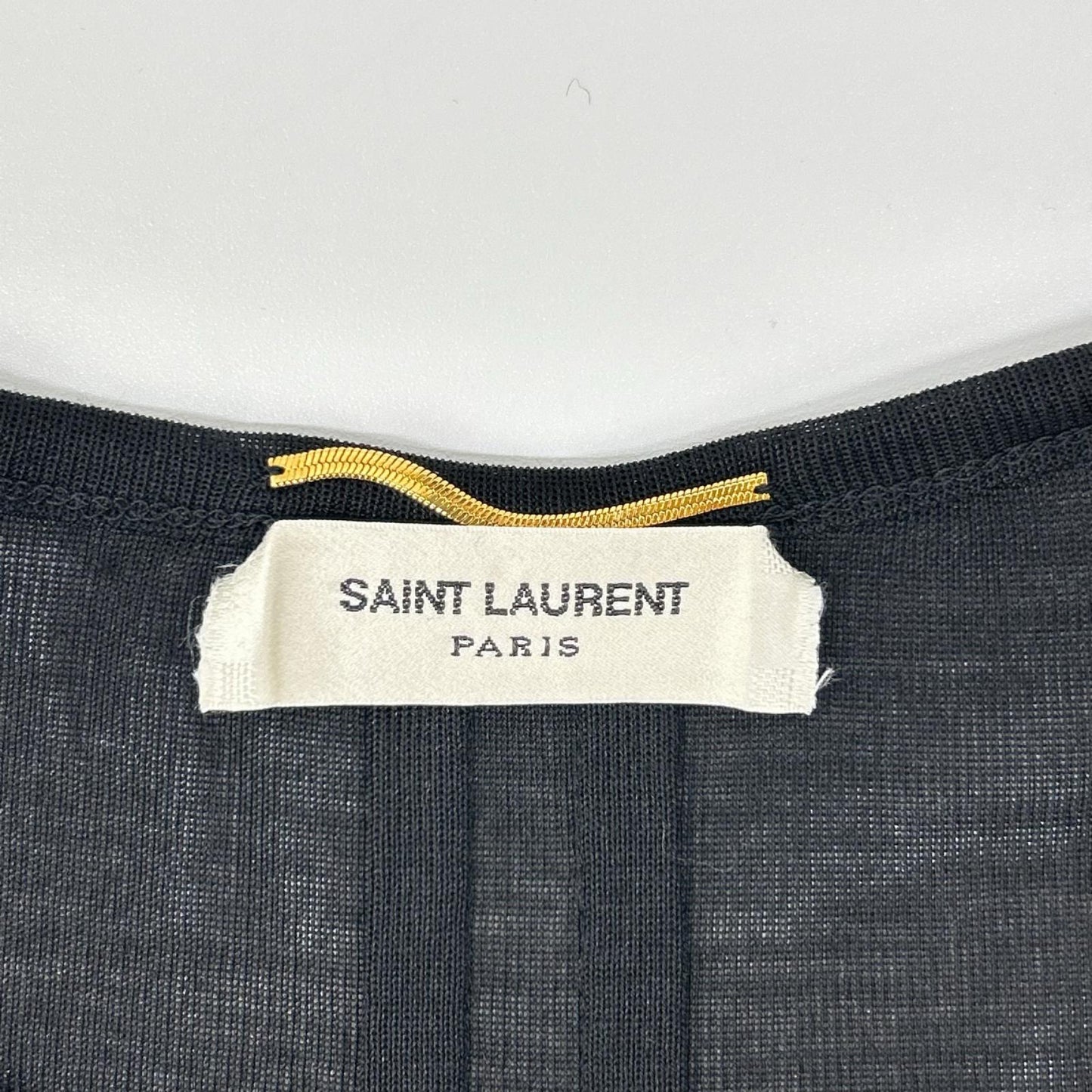 SAINT LAURENT PARIS 15 Black Silk Star T-Shirt