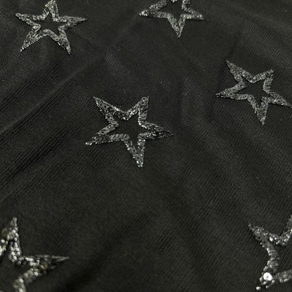 SAINT LAURENT PARIS 15 Black Silk Star T-Shirt