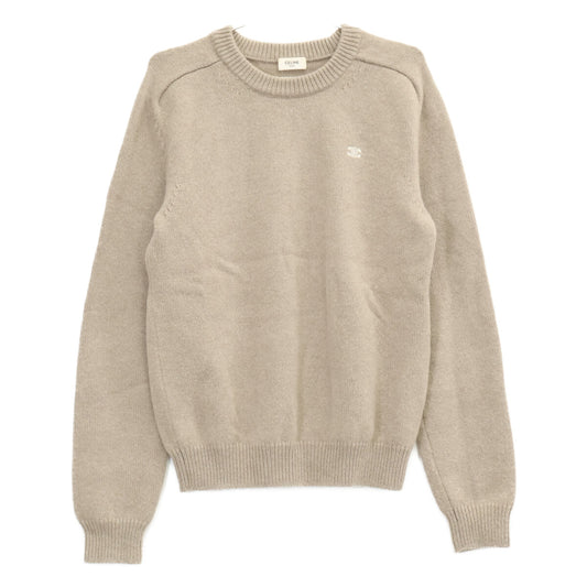 CELINE 23AW Beige Wool Cashmere Triomphe Sweater Size S