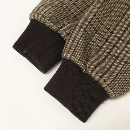 CELINE Glen Plaid Studded Wool Teddy Jacket Brown Size 46