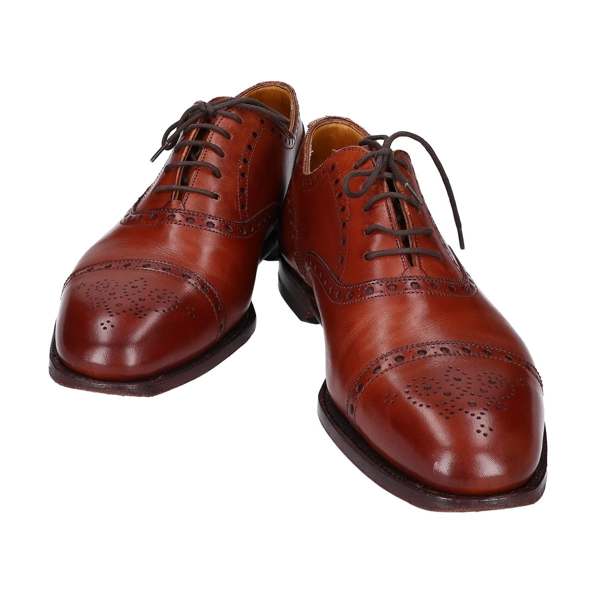 GRENSON OXFORD Semi-Brogue Sneakers Brown Size 7F