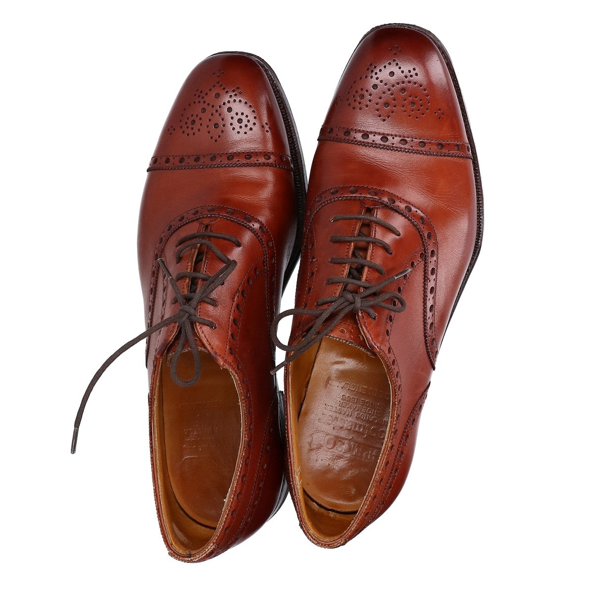 GRENSON OXFORD Semi-Brogue Sneakers Brown Size 7F