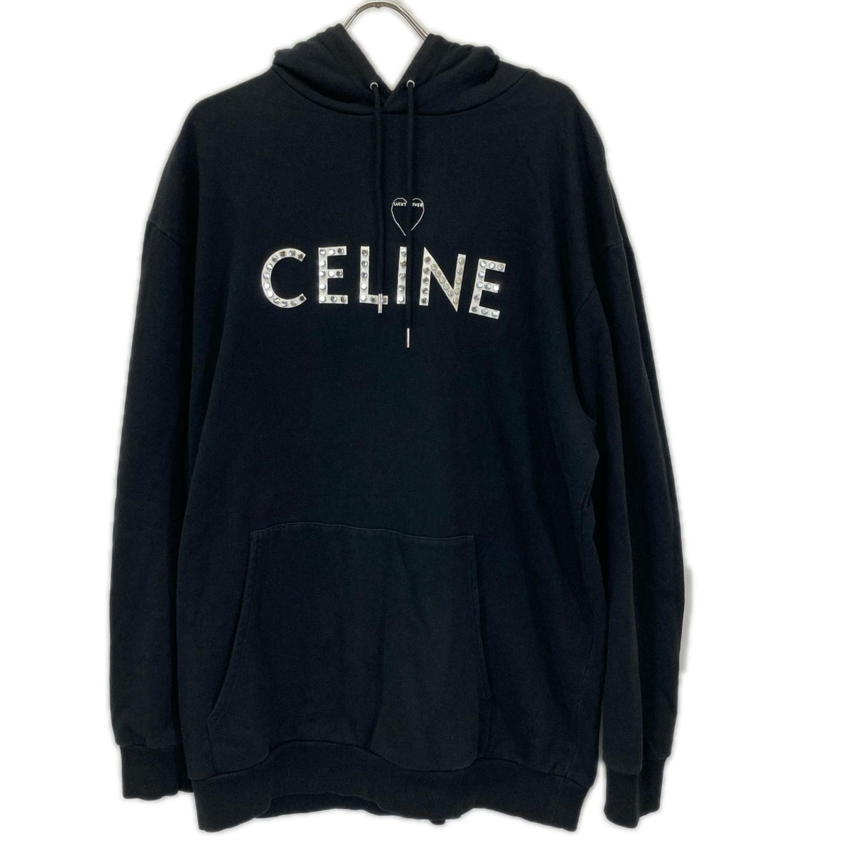 CELINE Studded Artist Print Loose Hoodie Black Size S