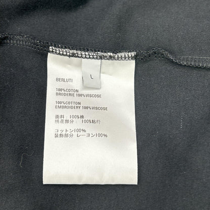 Berluti JRS Logo Embroidered Black Cotton T-Shirt Size L