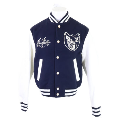 LOUIS VUITTON 24' Leather Arm Varsity Jacket Navy Size 46