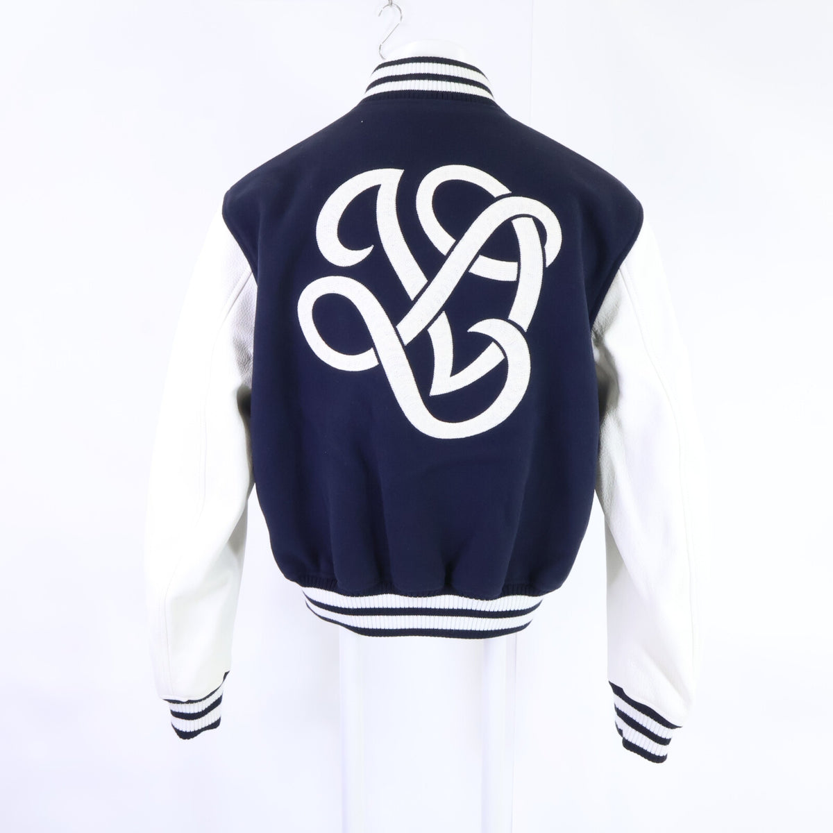 LOUIS VUITTON 24' Leather Arm Varsity Jacket Navy Size 46