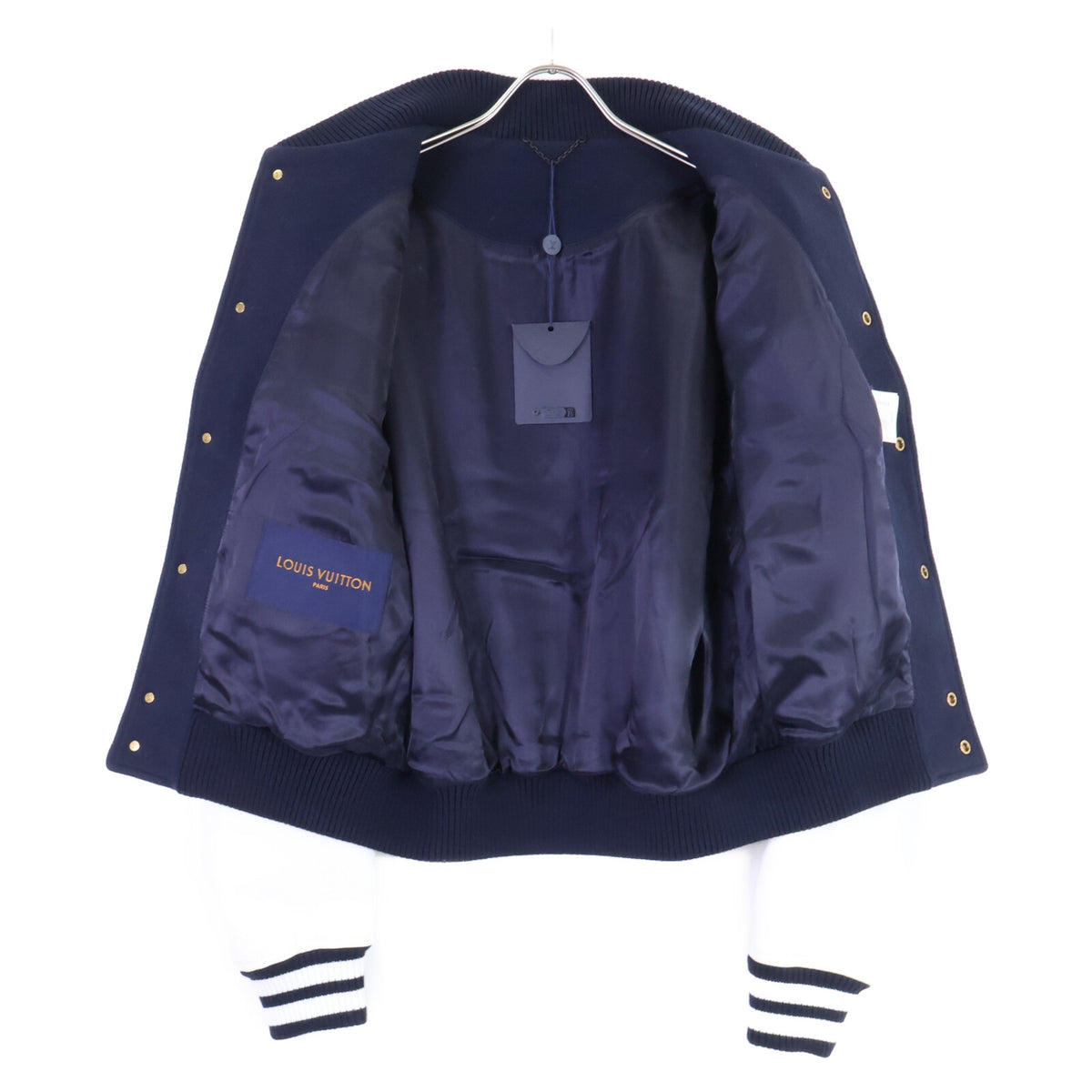 LOUIS VUITTON 24' Leather Arm Varsity Jacket Navy Size 46