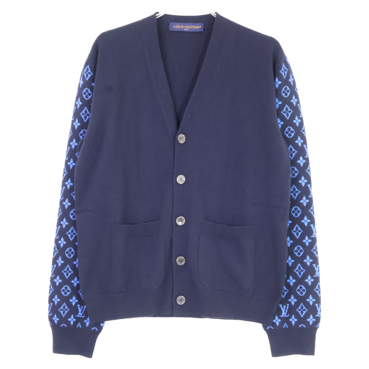 LOUIS VUITTON Monogram Wool Cashmere Cardigan Blue Size S
