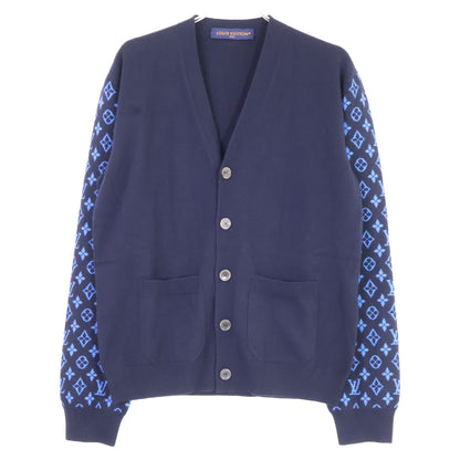 LOUIS VUITTON Monogram Wool Cashmere Cardigan Blue Size S