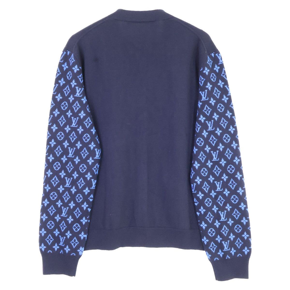 LOUIS VUITTON Monogram Wool Cashmere Cardigan Blue Size S