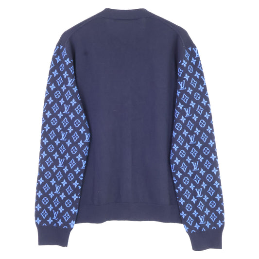 LOUIS VUITTON Monogram Wool Cashmere Cardigan Blue Size S