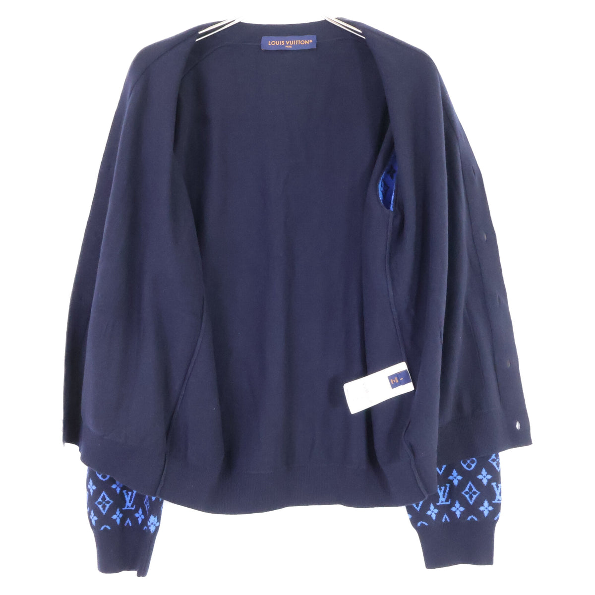 LOUIS VUITTON Monogram Wool Cashmere Cardigan Blue Size S