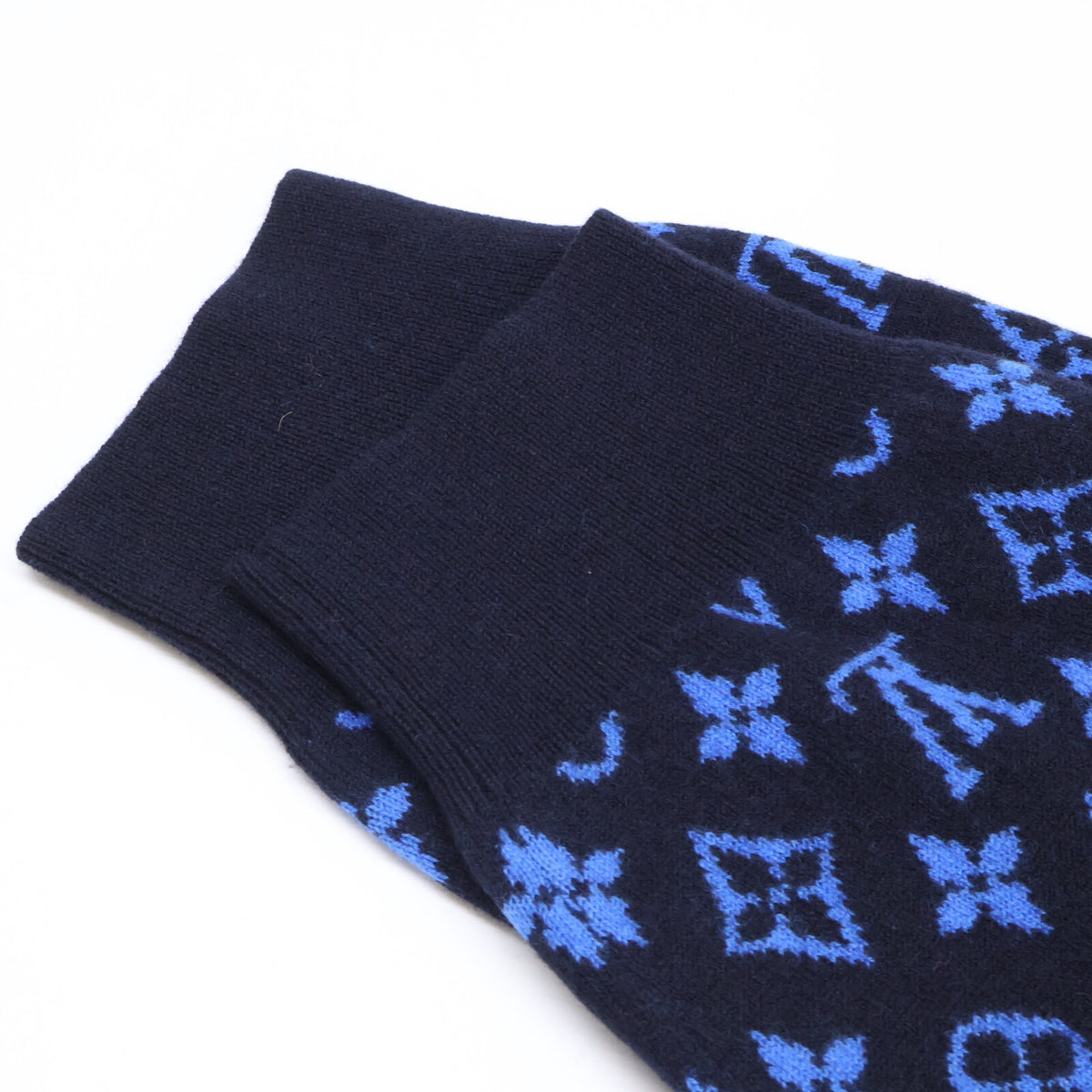LOUIS VUITTON Monogram Wool Cashmere Cardigan Blue Size S