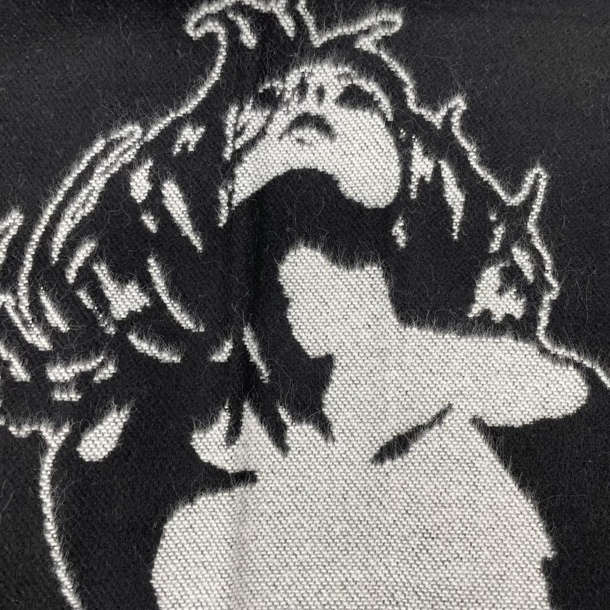HYSTERIC GLAMOUR Logo Poncho Scarf Black Acrylic
