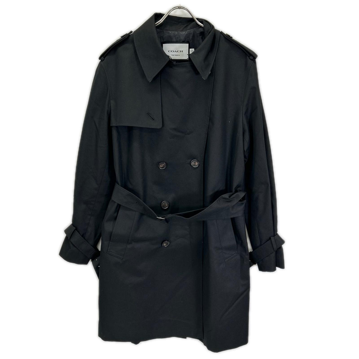 COACH CT264 Black Core Cotton Trench Coat Size M