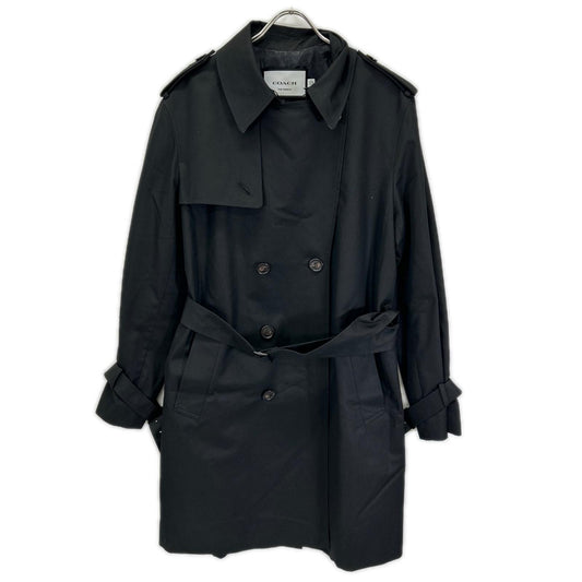 COACH CT264 Black Core Cotton Trench Coat Size M