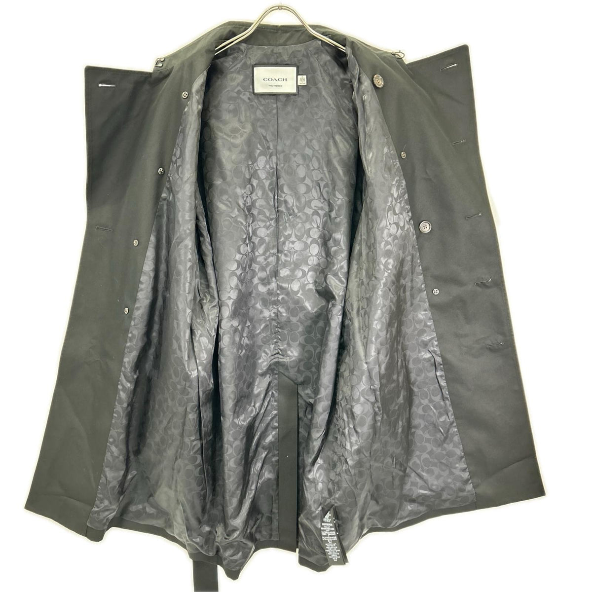 COACH CT264 Black Core Cotton Trench Coat Size M