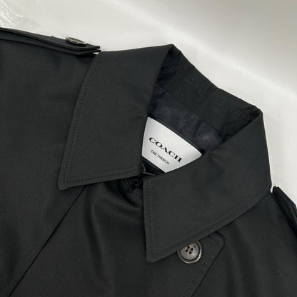 COACH CT264 Black Core Cotton Trench Coat Size M