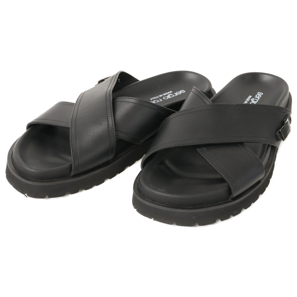 Sergio Rossi Mini Prince Leather Cross Sandals Black Size 7