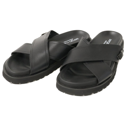 Sergio Rossi Mini Prince Leather Cross Sandals Black Size 7