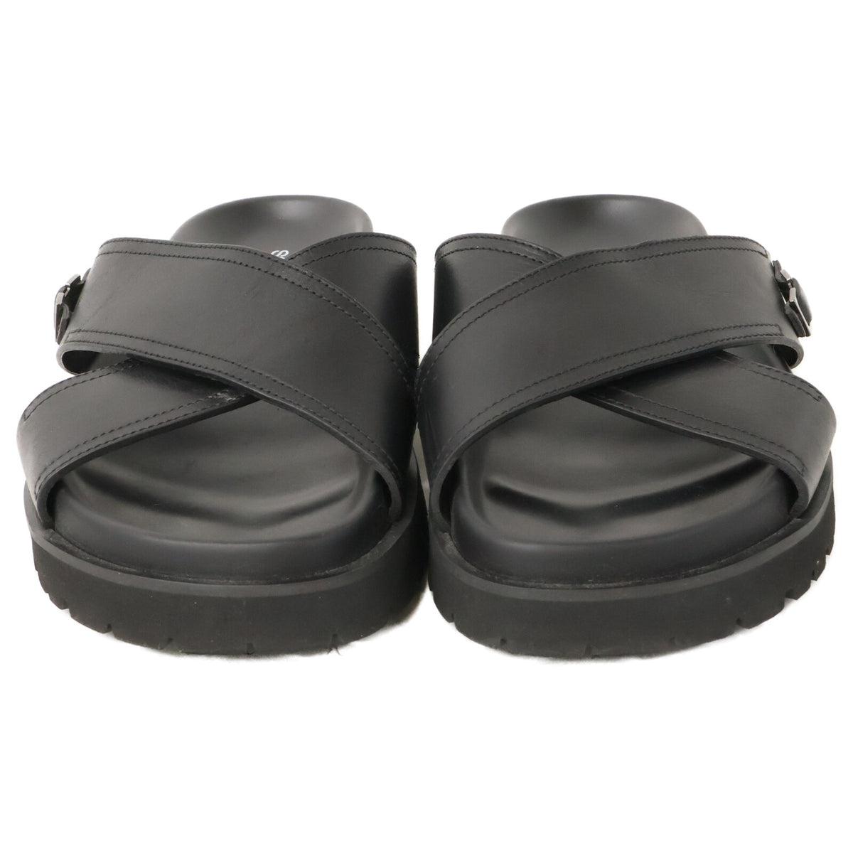 Sergio Rossi Mini Prince Leather Cross Sandals Black Size 7