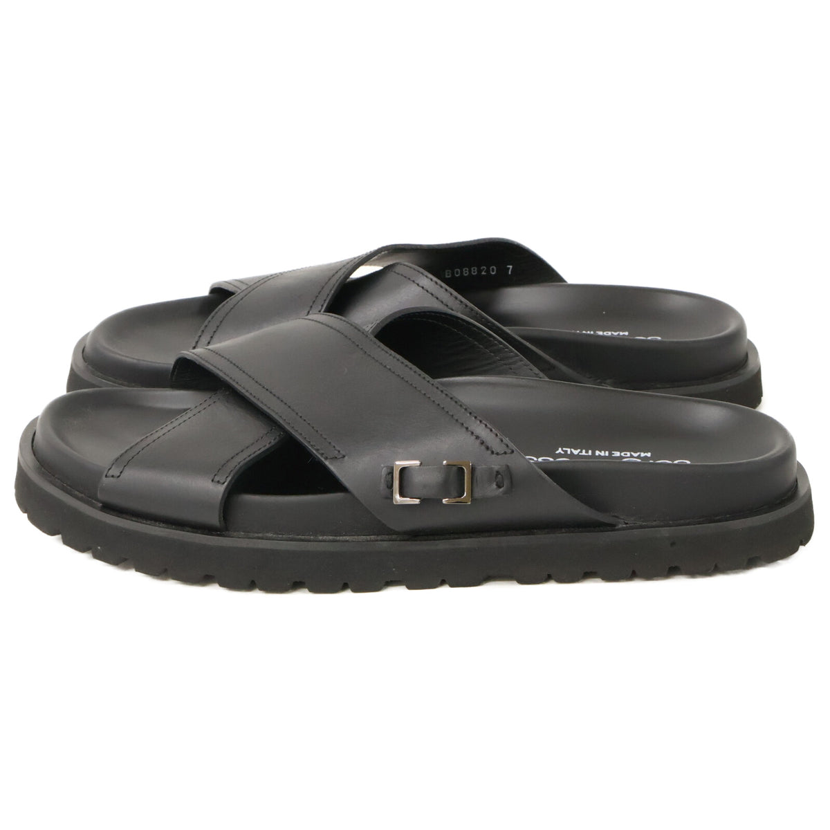 Sergio Rossi Mini Prince Leather Cross Sandals Black Size 7