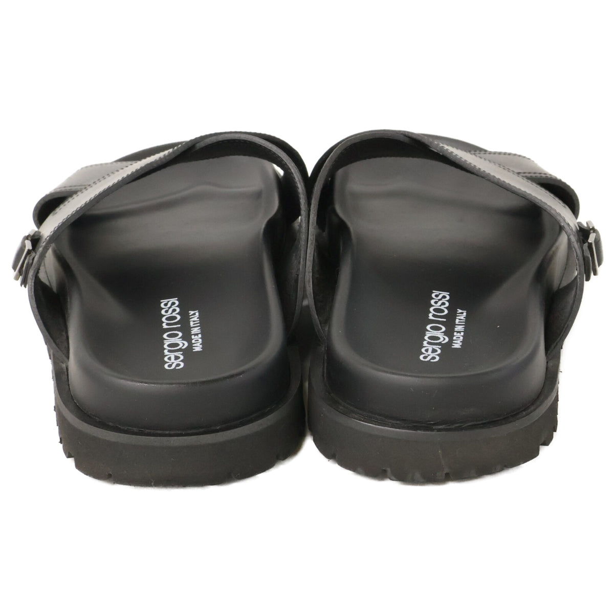 Sergio Rossi Mini Prince Leather Cross Sandals Black Size 7