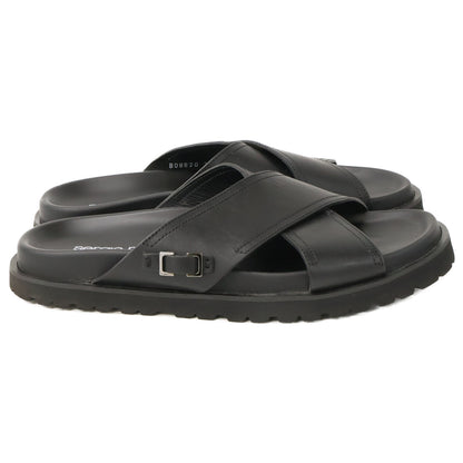 Sergio Rossi Mini Prince Leather Cross Sandals Black Size 7