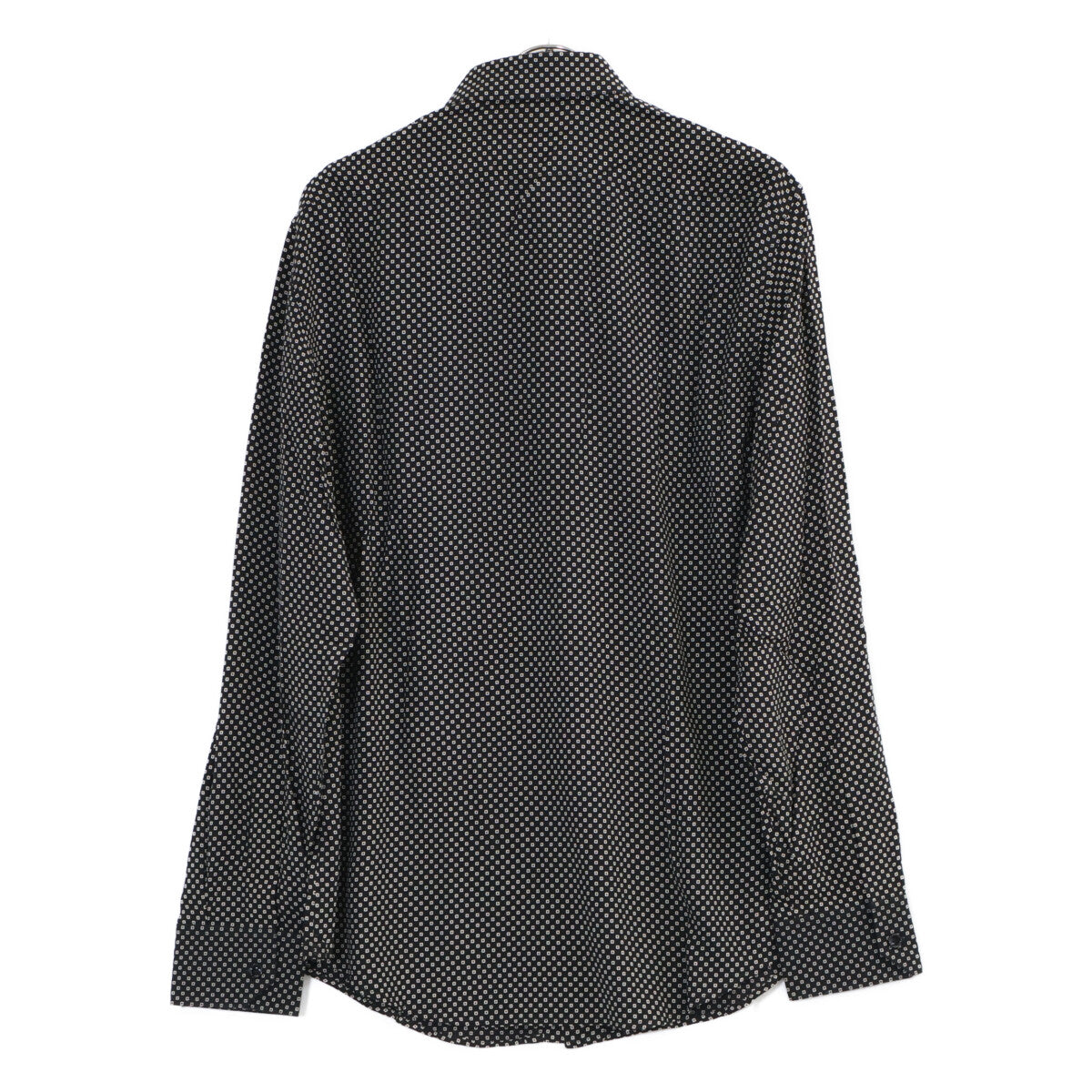 CELINE Small Pattern Long Sleeve Rayon Shirt Black Size 40