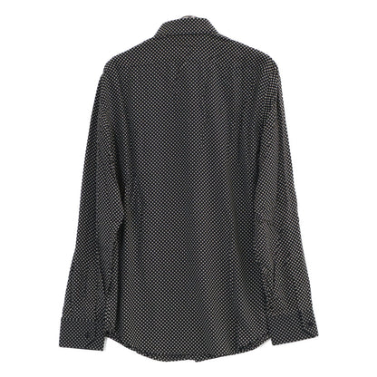 CELINE Small Pattern Long Sleeve Rayon Shirt Black Size 40
