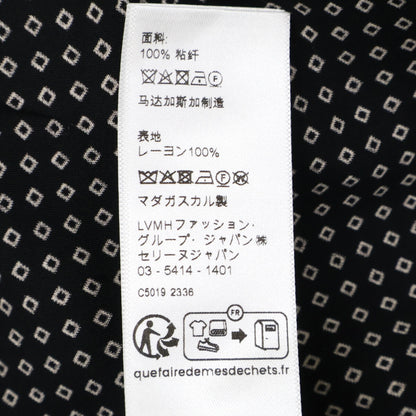 CELINE Small Pattern Long Sleeve Rayon Shirt Black Size 40