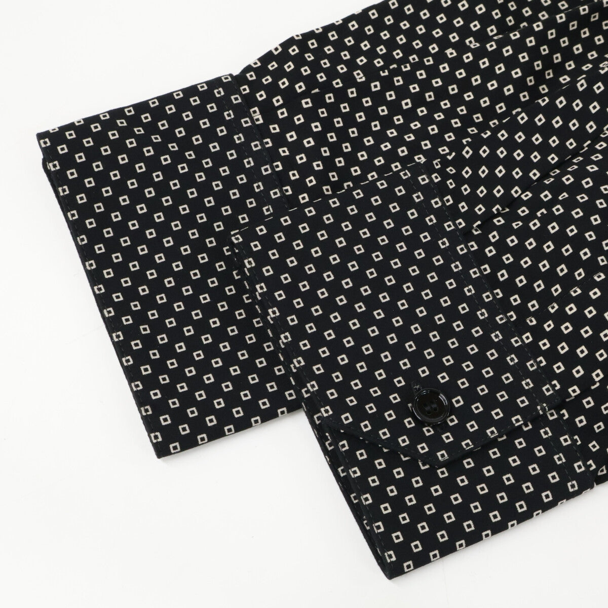 CELINE Small Pattern Long Sleeve Rayon Shirt Black Size 40