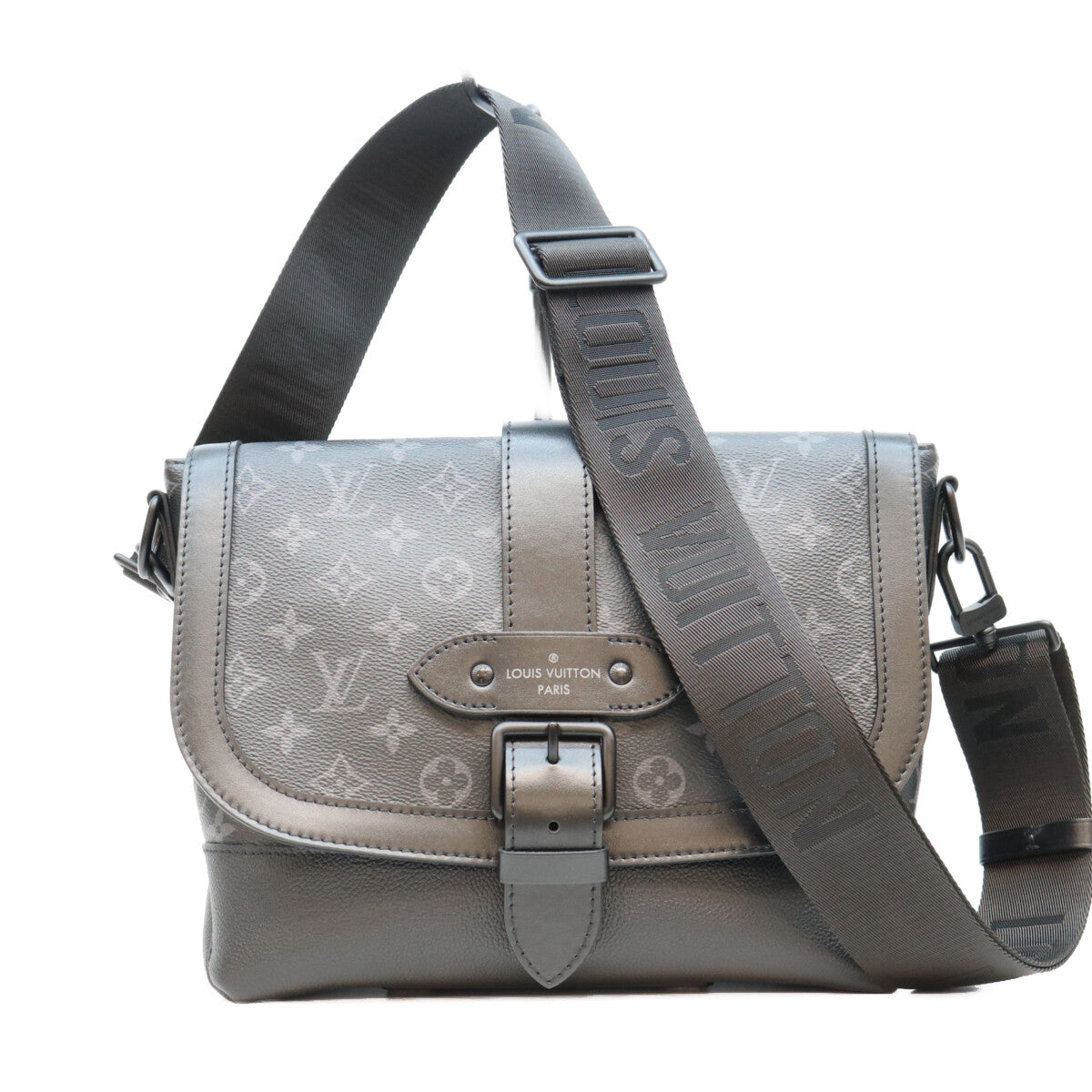 LOUIS VUITTON Monogram Eclipse Saumur Messenger Bag Sandals