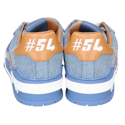 LOUIS VUITTON 24 Denim LV Trainer Line Sneakers Blue Size 7